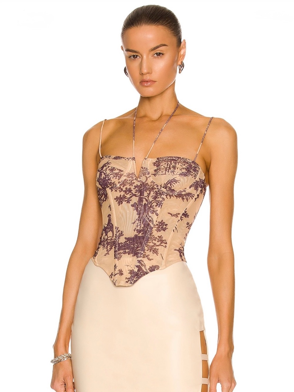 Miaou Aphex Toile Print Corset Top